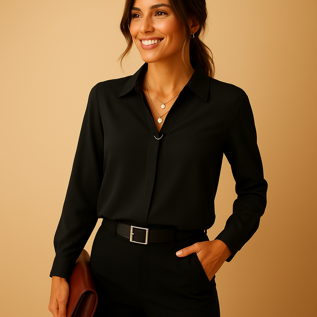 Women's V Neck Blouse black