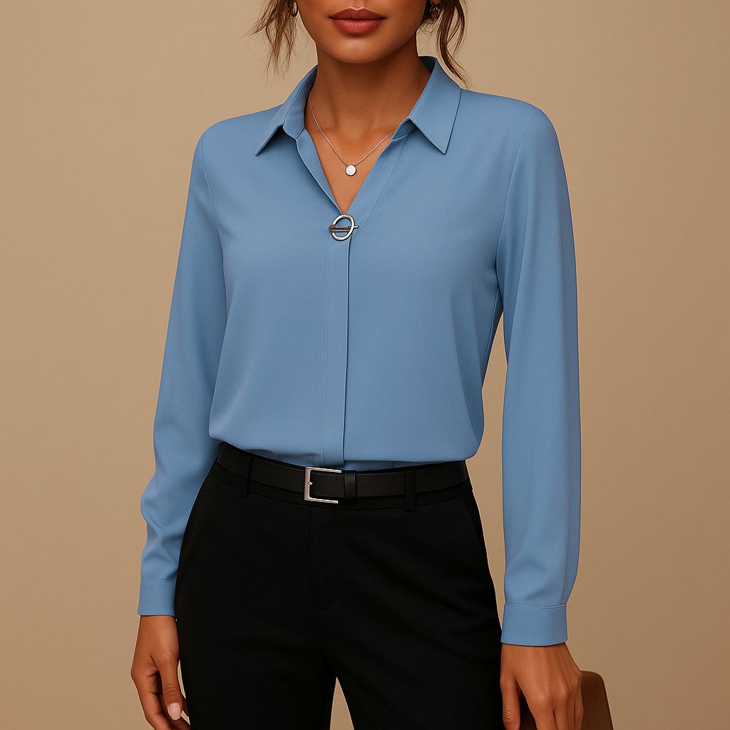 Women's V Neck Blouse blue