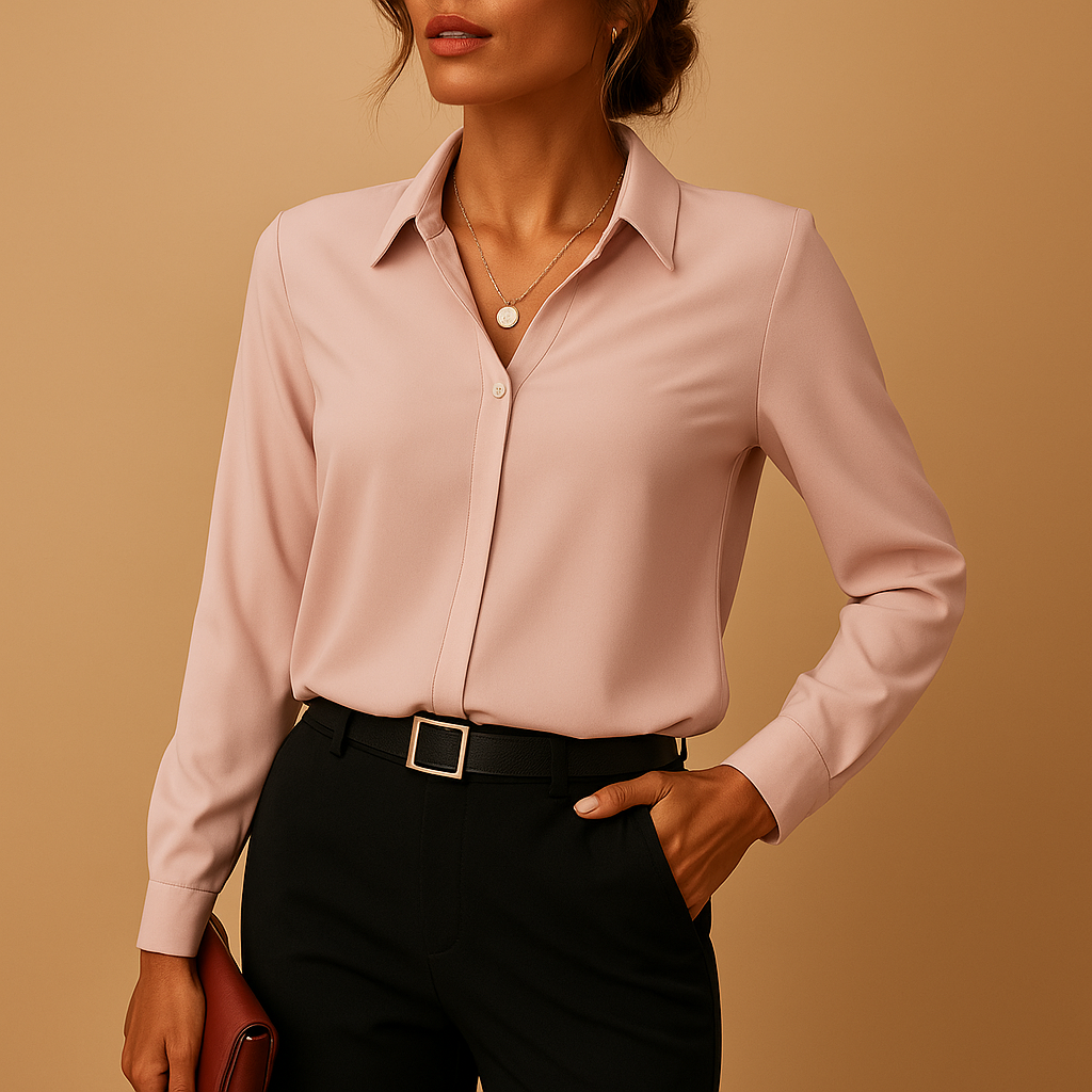 Women's V Neck Blouse pink