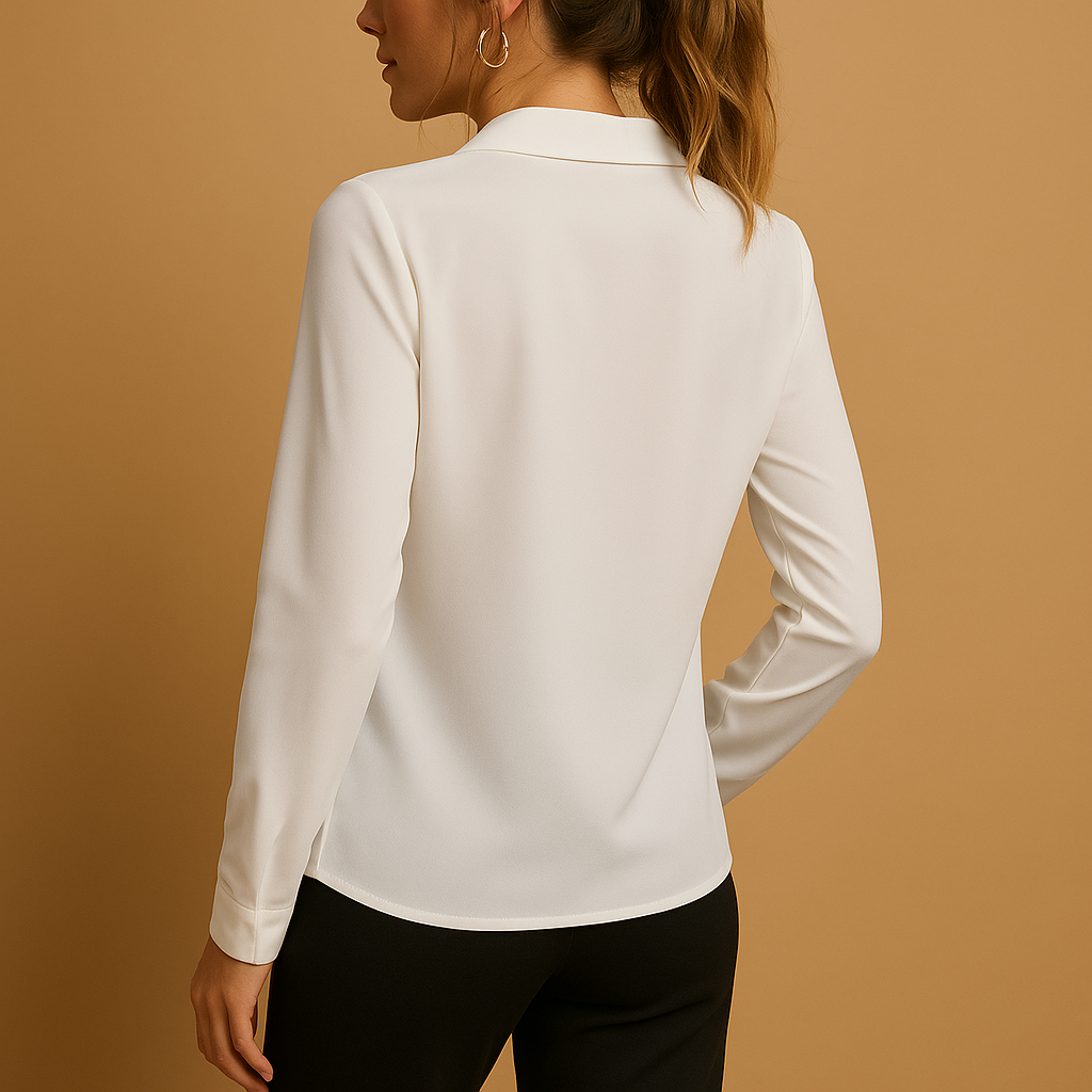 Women's V Neck Blouse white 1