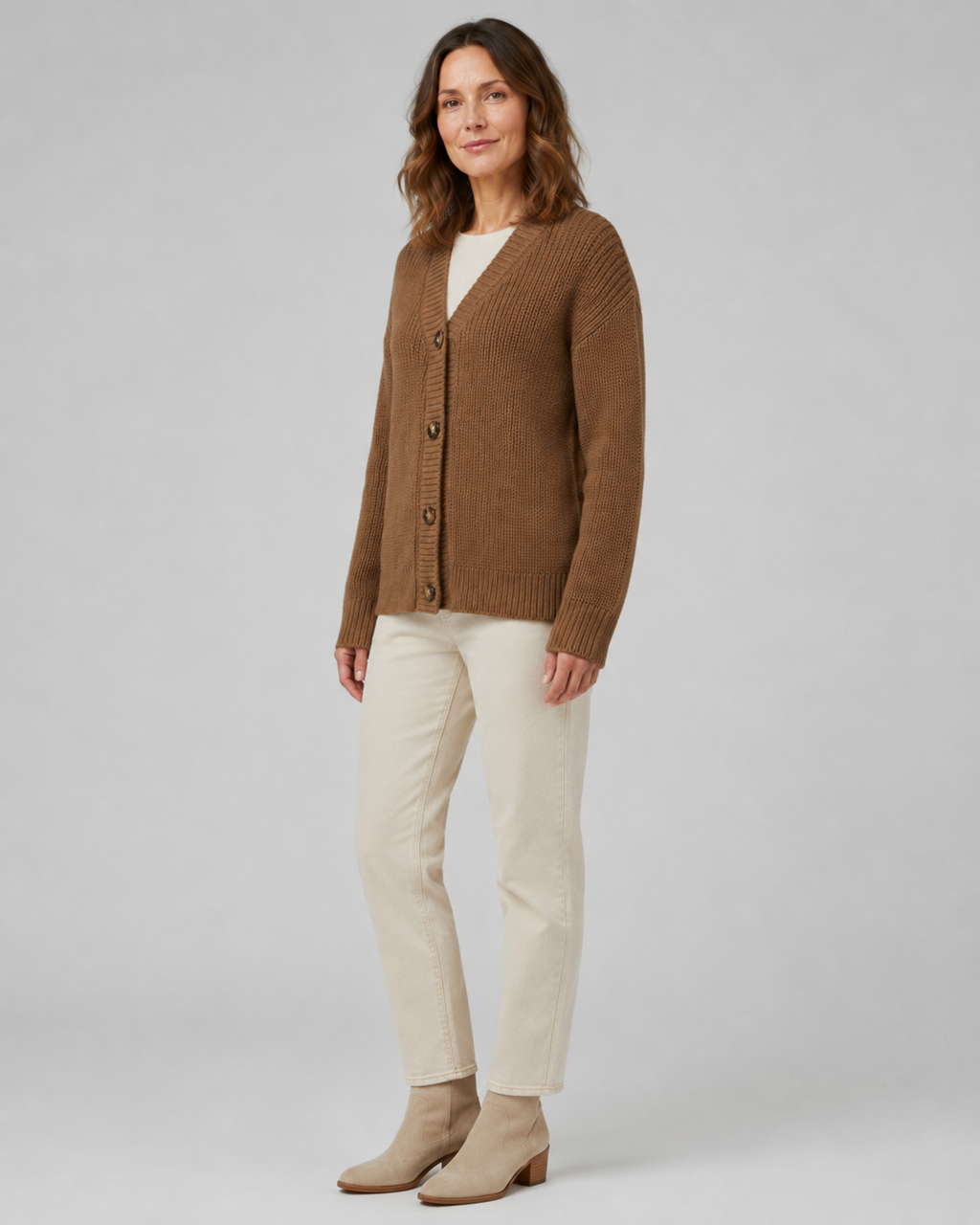 Women's V Neck Button Up Ribbed Knit Cardigan
