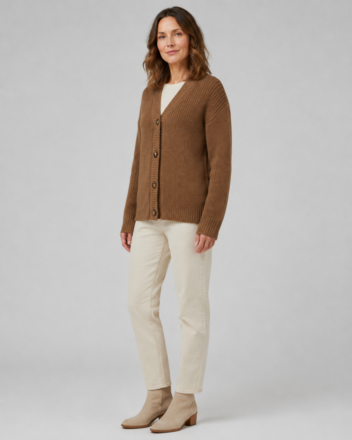 Women's V Neck Button Up Ribbed Knit Cardigan