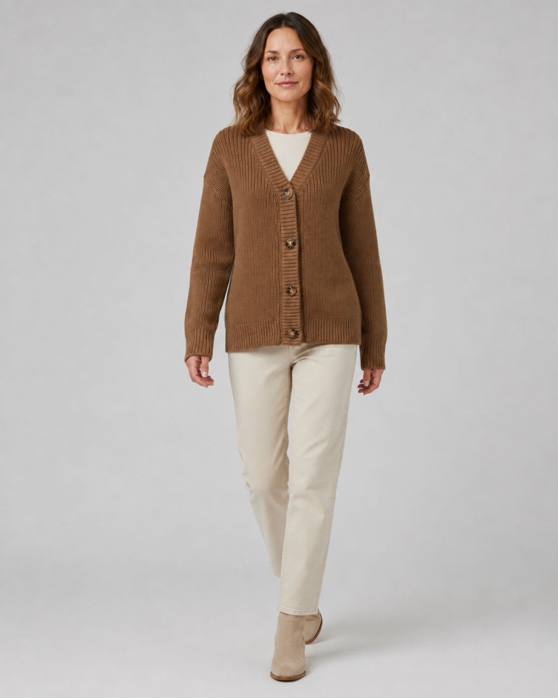 Women's V Neck Button Up Ribbed Knit Cardigan