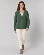 Women's V Neck Button Up Ribbed Knit Cardigan