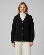 Women's V Neck Button Up Ribbed Knit Cardigan