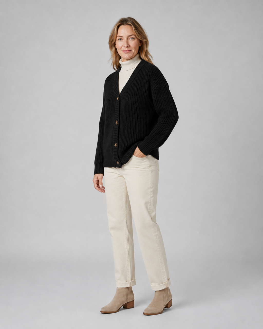 Women's V Neck Button Up Ribbed Knit Cardigan