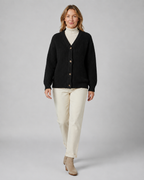 Women's V Neck Button Up Ribbed Knit Cardigan