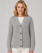 Women's V Neck Ribbed Knit Cardigan with Button Front