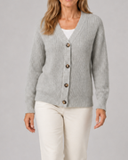 Women's V Neck Button Up Ribbed Knit Cardigan