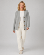 Women's V Neck Ribbed Knit Cardigan with Button Front