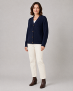 Women's V Neck Button Up Ribbed Knit Cardigan