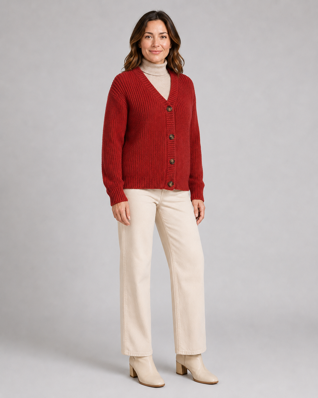 Women's V Neck Button Up Ribbed Knit Cardigan