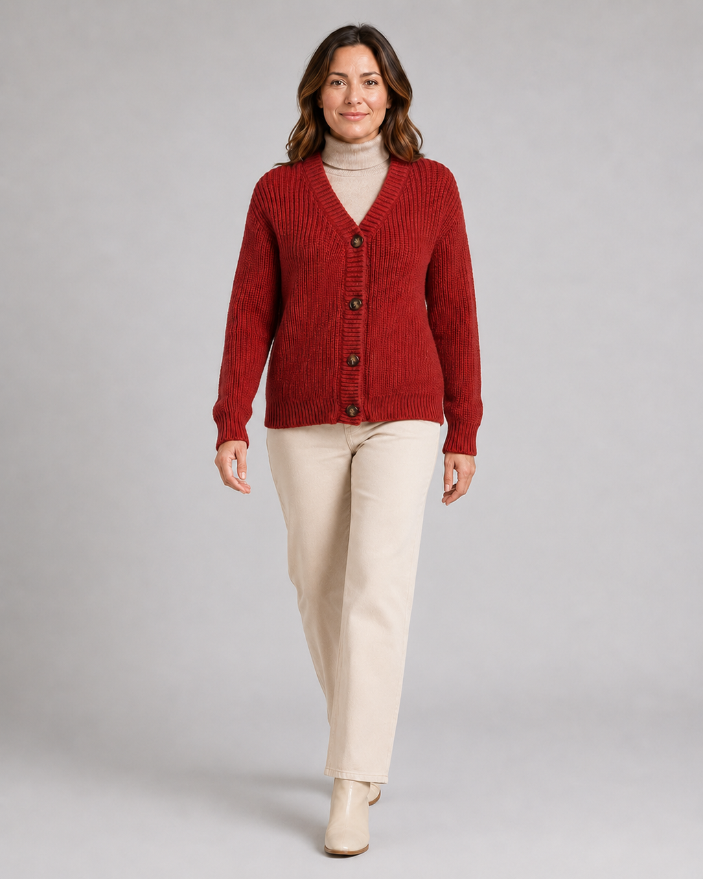 Women's V Neck Button Up Ribbed Knit Cardigan