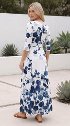 Women's V Neck Wrap Front Floral Maxi Dress