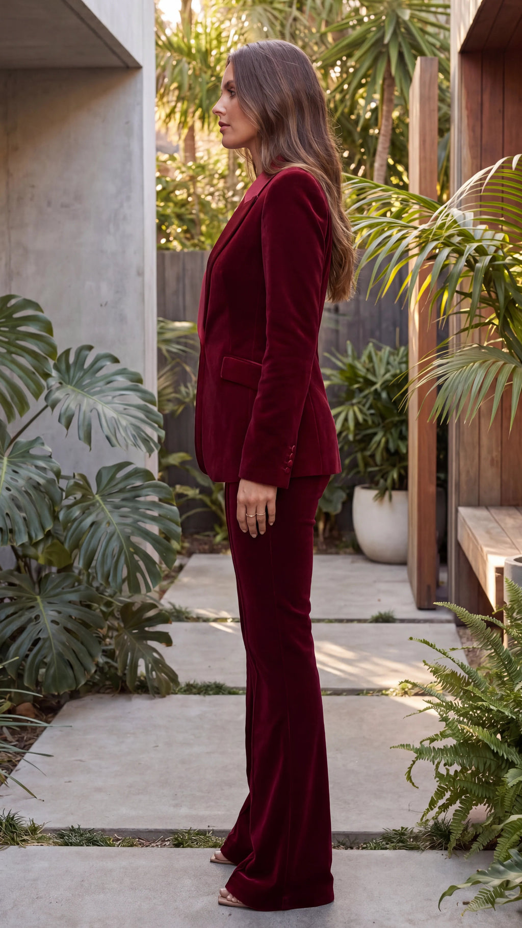 Women's Two Piece Blazer and Flared Pants Matching Workwear Set