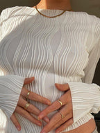 Women's White Textured Long Sleeve Top 4
