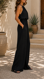 Women's Wide Leg Halter Neck Sleeveless Jumpsuit