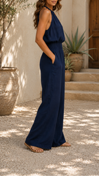 Women's Wide Leg Halter Neck Sleeveless Jumpsuit