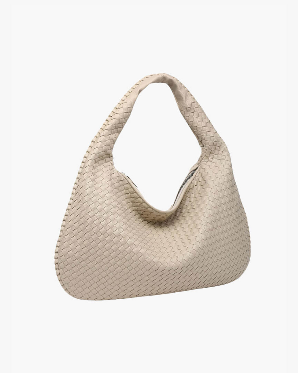 Women's Woven Faux Leather Hobo Shoulder Bag beige