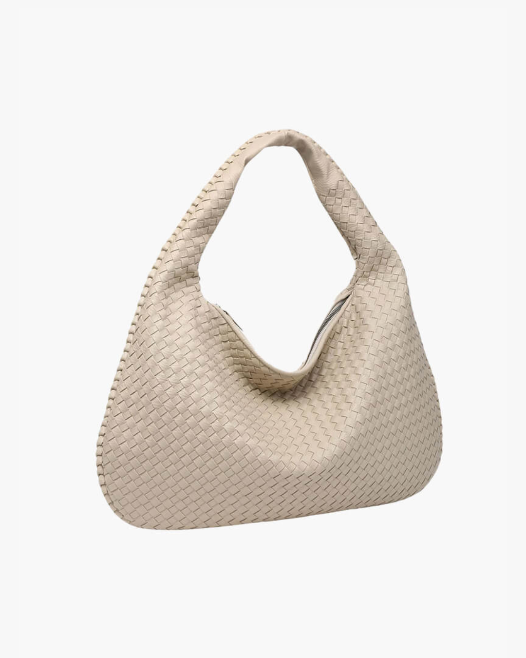 Women's Woven Faux Leather Hobo Shoulder Bag beige