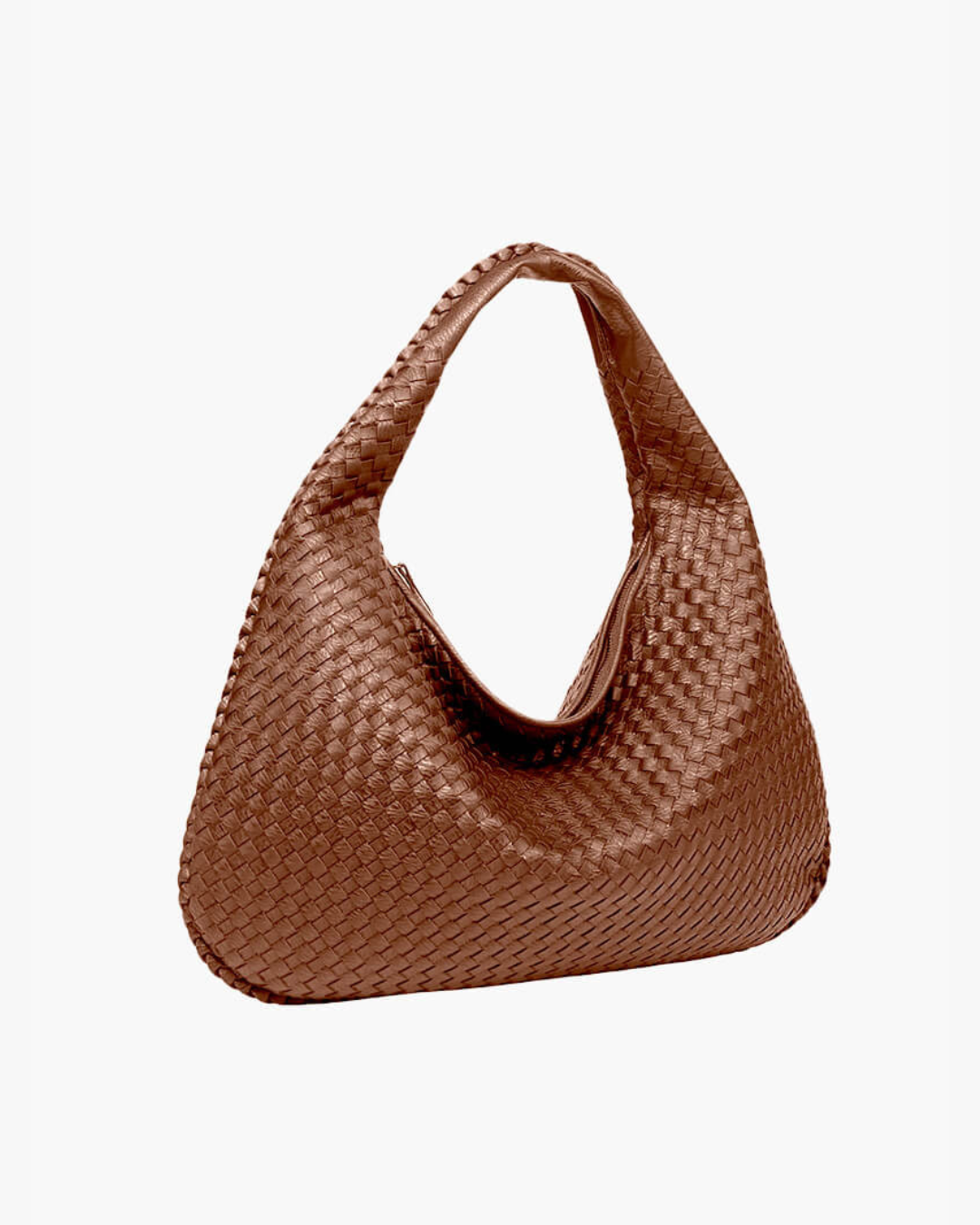 Women's Woven Faux Leather Hobo Shoulder Bag brown
