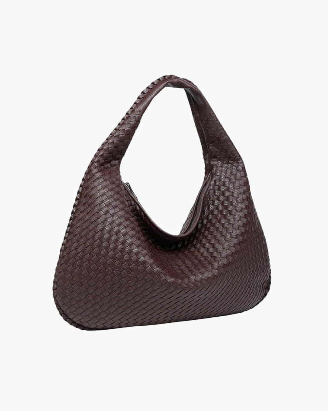 Women's Woven Faux Leather Hobo Shoulder Bag chocolate