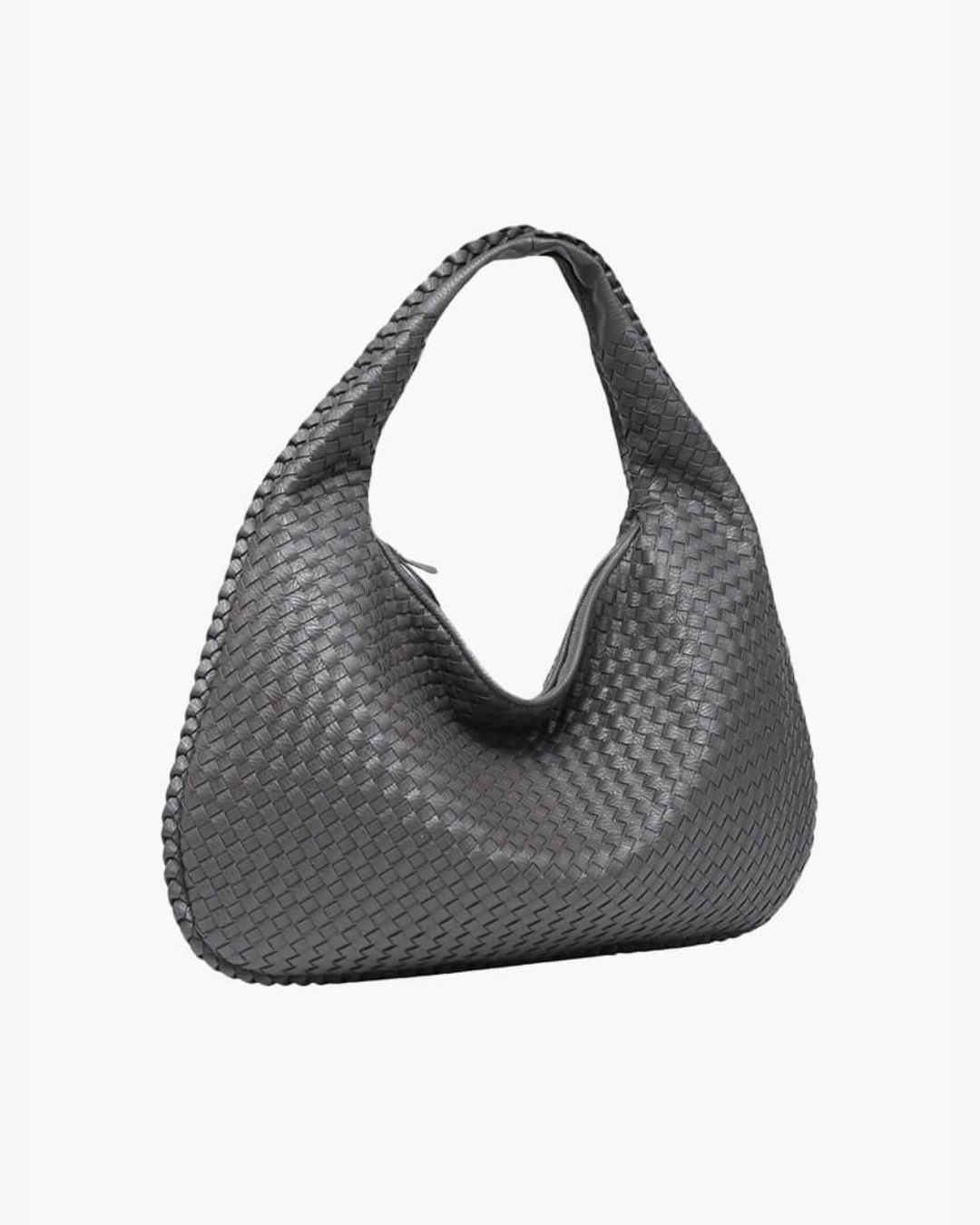 Women's Woven Faux Leather Hobo Shoulder Bag gray