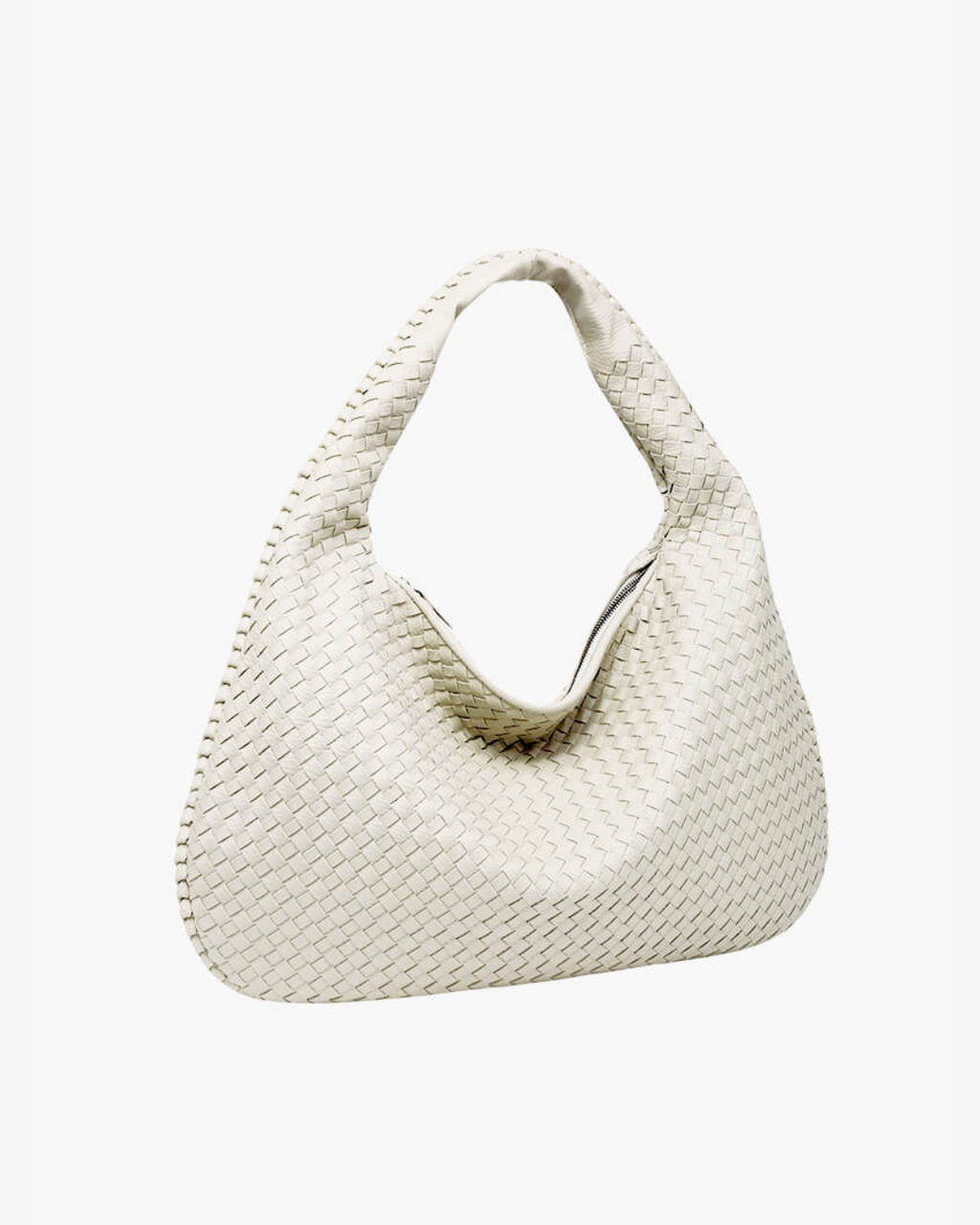 Women's Woven Faux Leather Hobo Shoulder Bag white