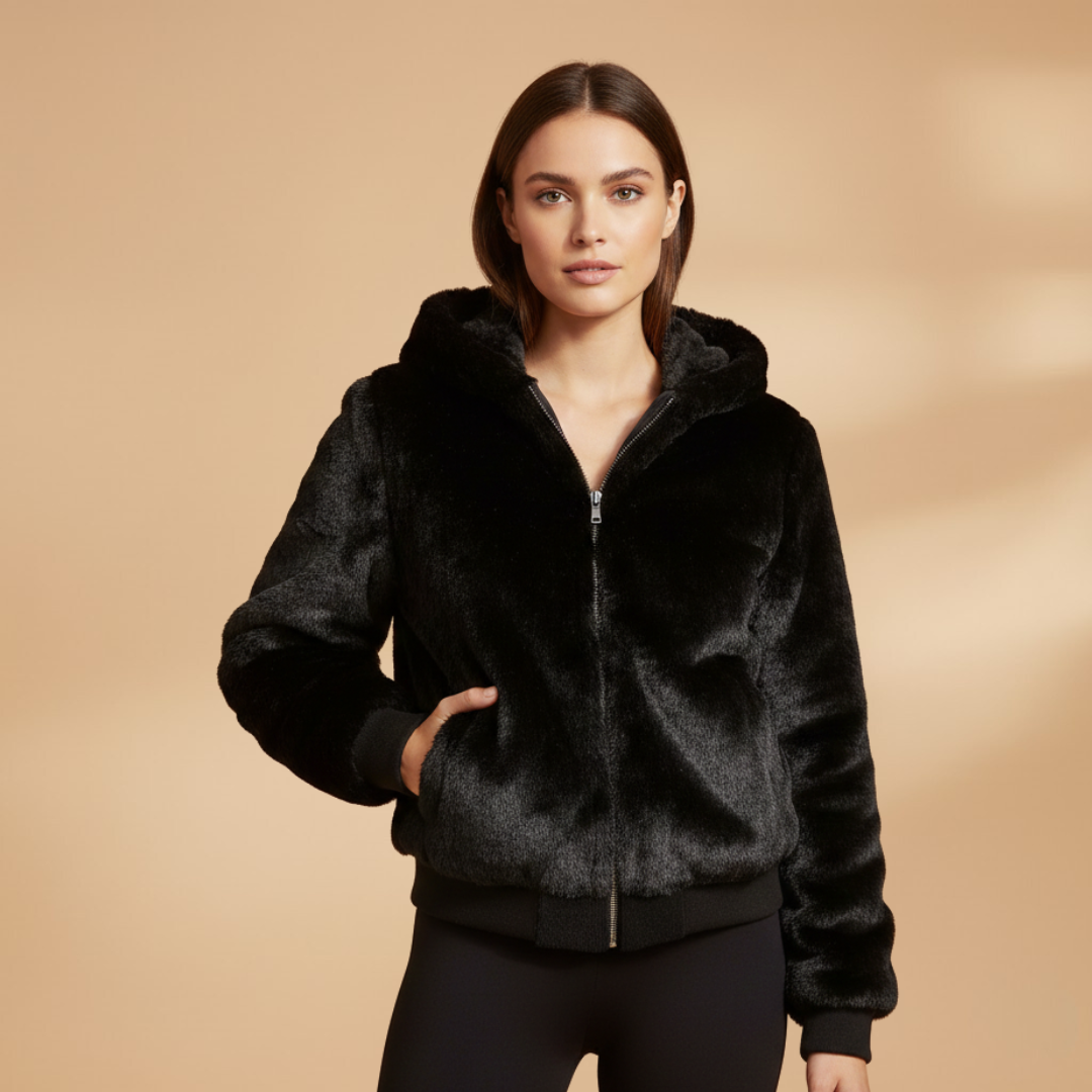 Women's Zip Up Bomber Jacket black 2