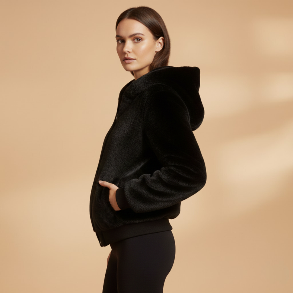 Women's Zip Up Bomber Jacket black 3