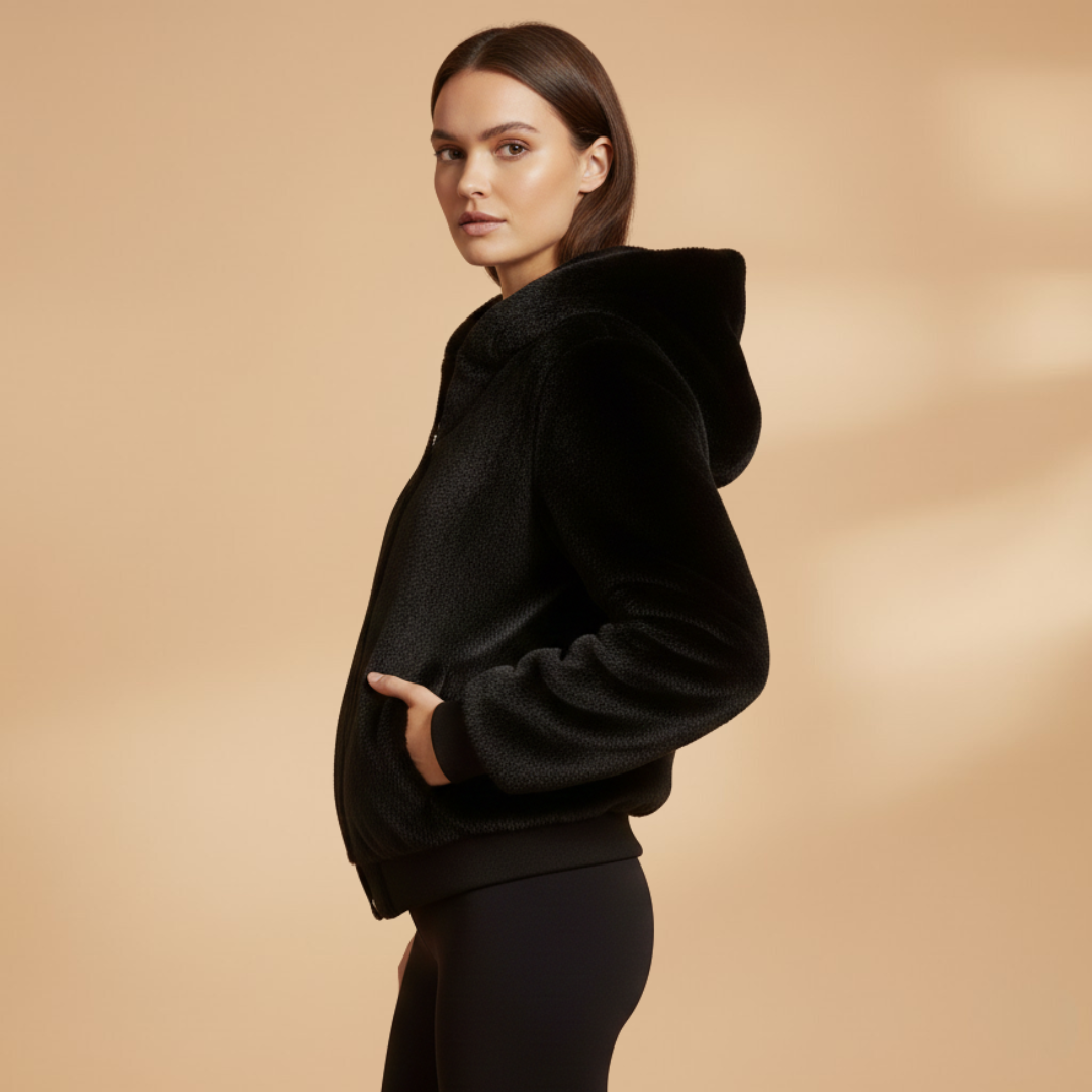 Women's Zip Up Bomber Jacket black 3