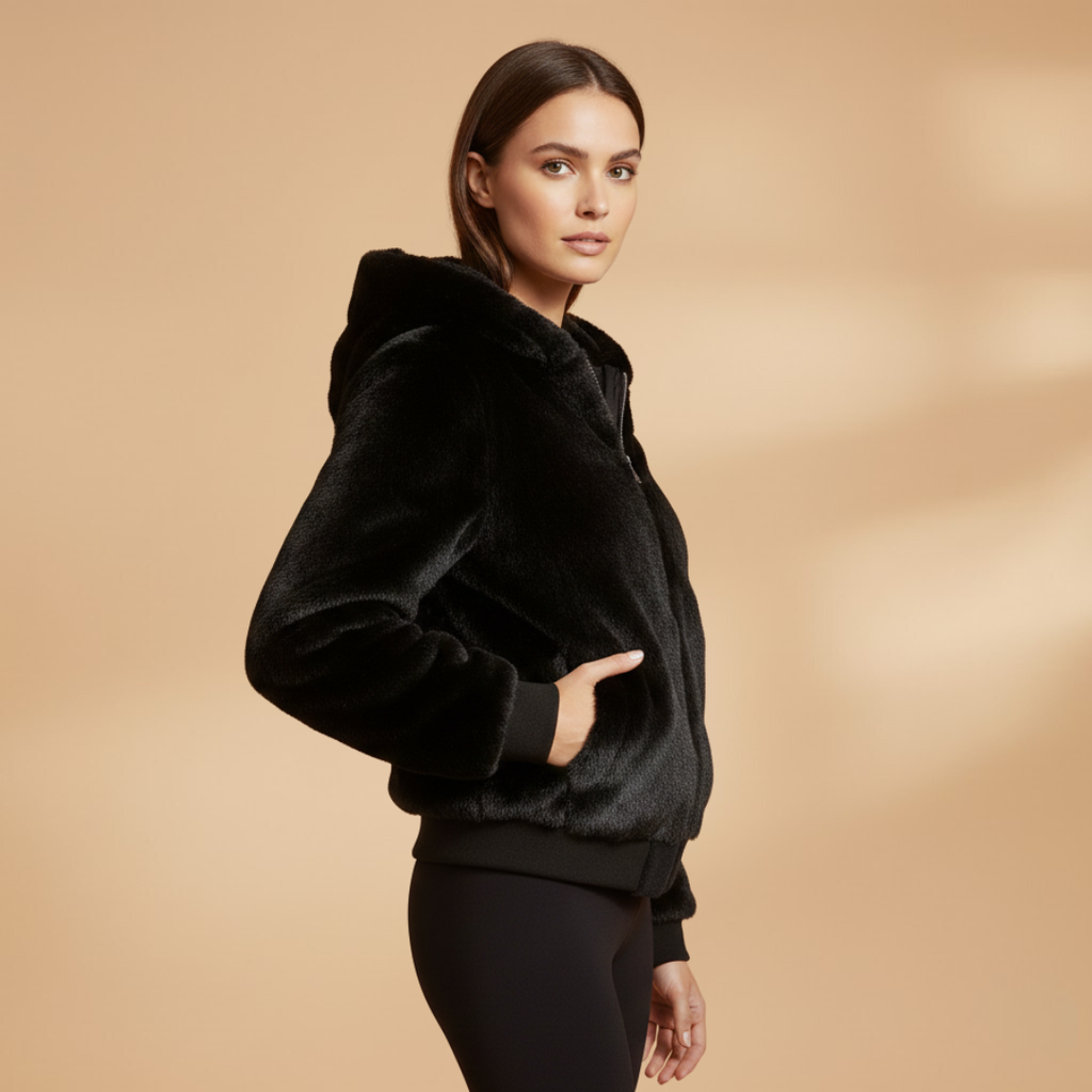 Women's Zip Up Bomber Jacket black 4