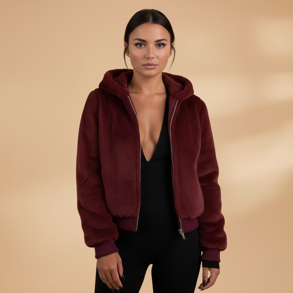 Women's Zip Up Bomber Jacket burgundy