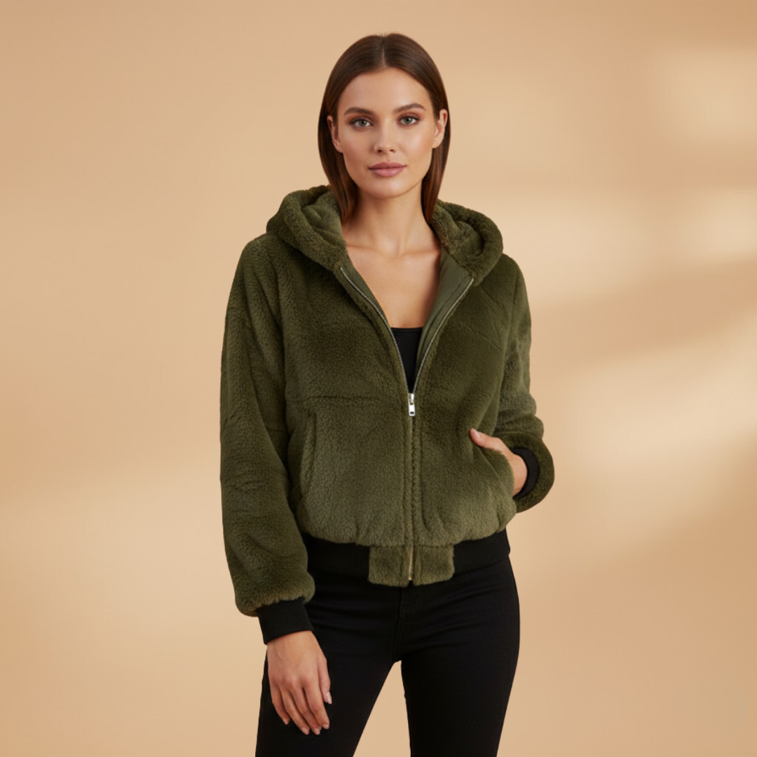 Women's Zip Up Bomber Jacket green