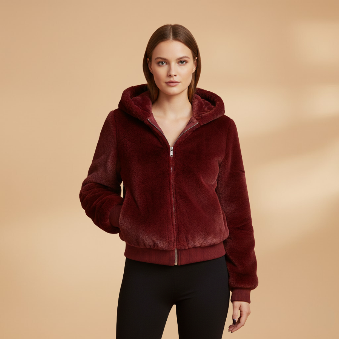 Women's Zip Up Bomber Jacket red