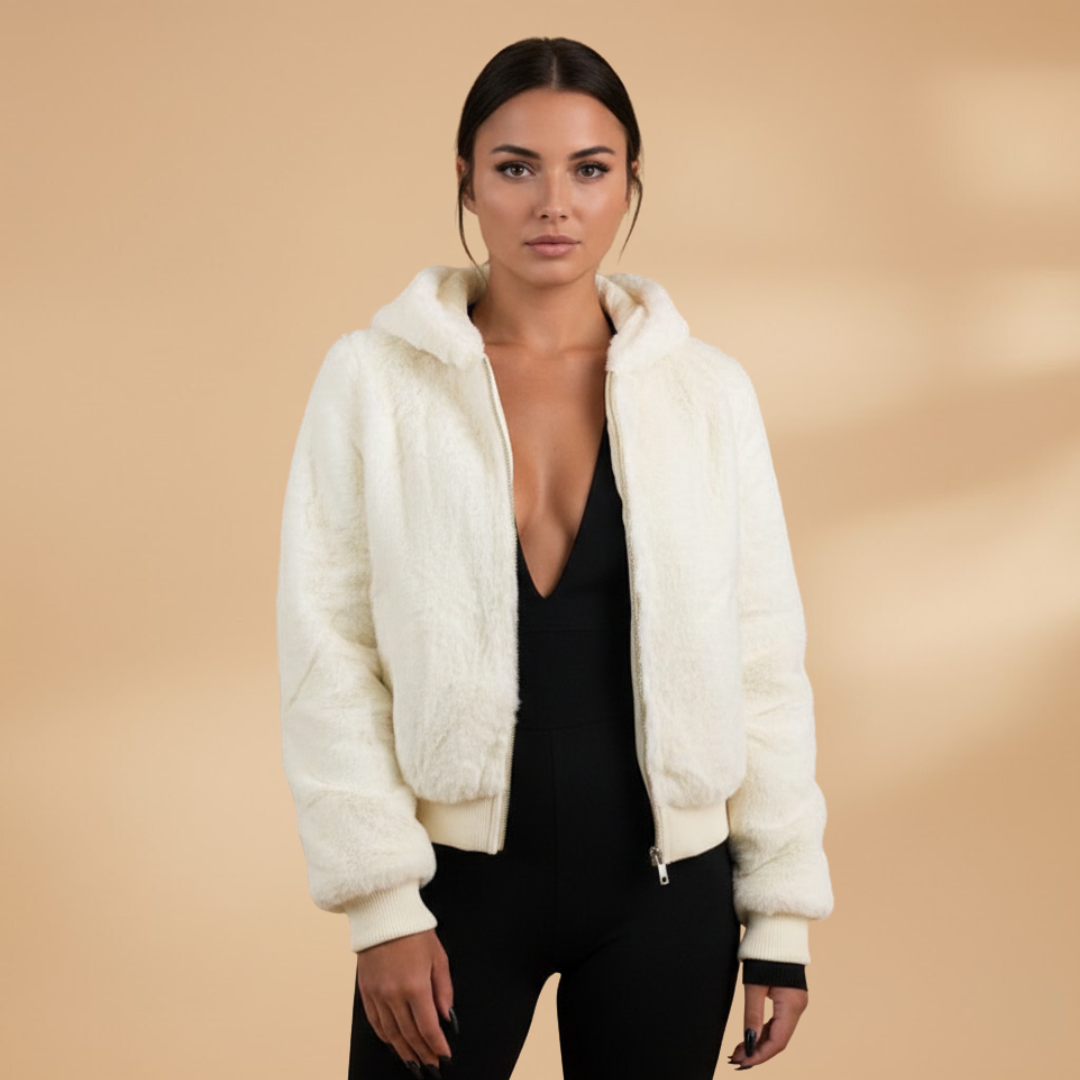 Women's Zip Up Bomber Jacket white