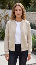 Women’s Textured Zip-Up Bomber Jacket with Pockets