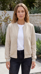 Women’s Lightweight Zip-Up Bomber Jacket with Pockets