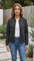 Women’s Lightweight Zip-Up Bomber Jacket with Pockets