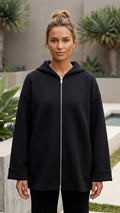 Women's Zip Up Hooded Oversized Knit Jacket