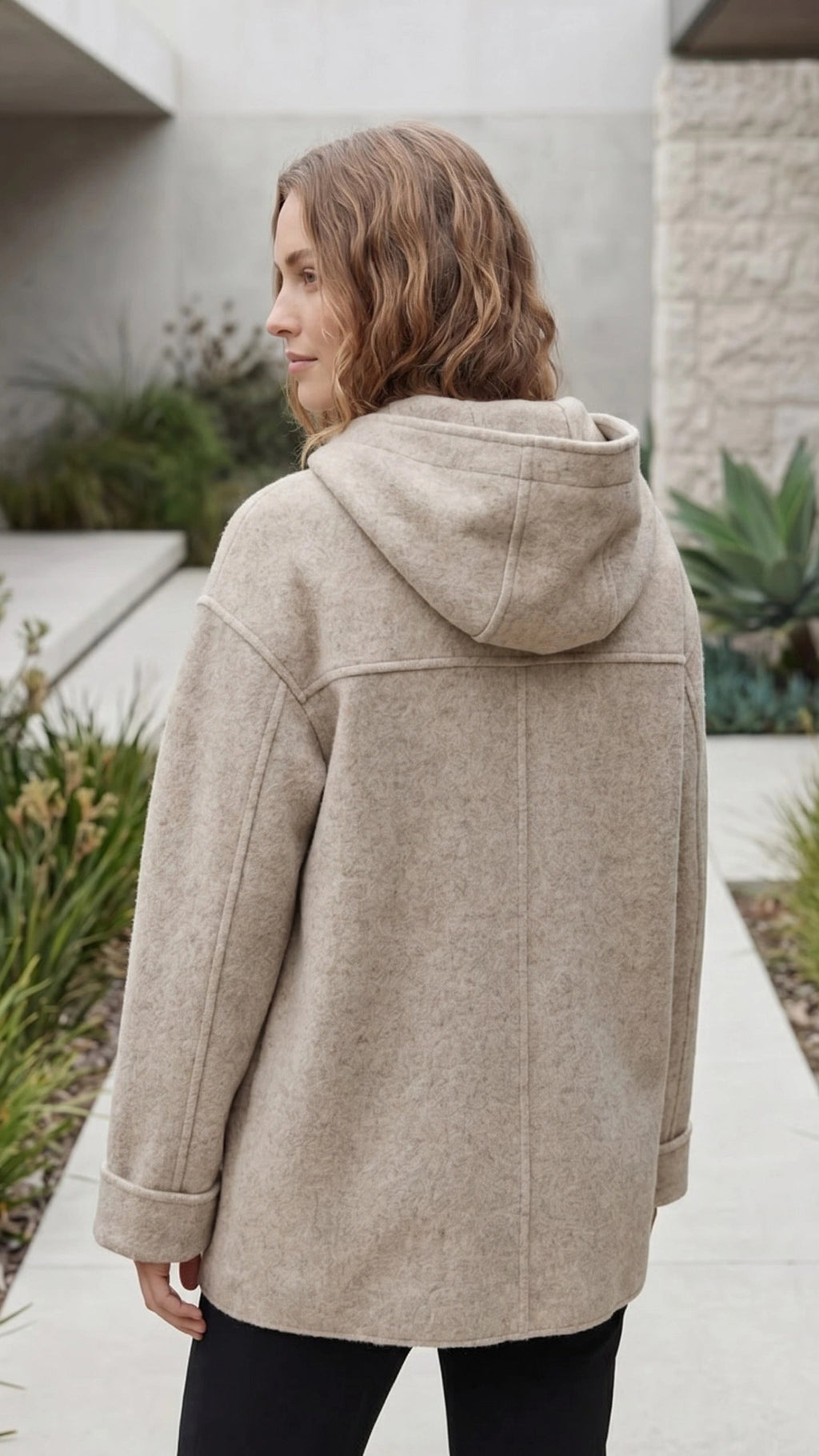 Women's Zip Up Hooded Oversized Knit Jacket