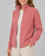 Women's Zip Up Knit Cardigan with Stand Collar