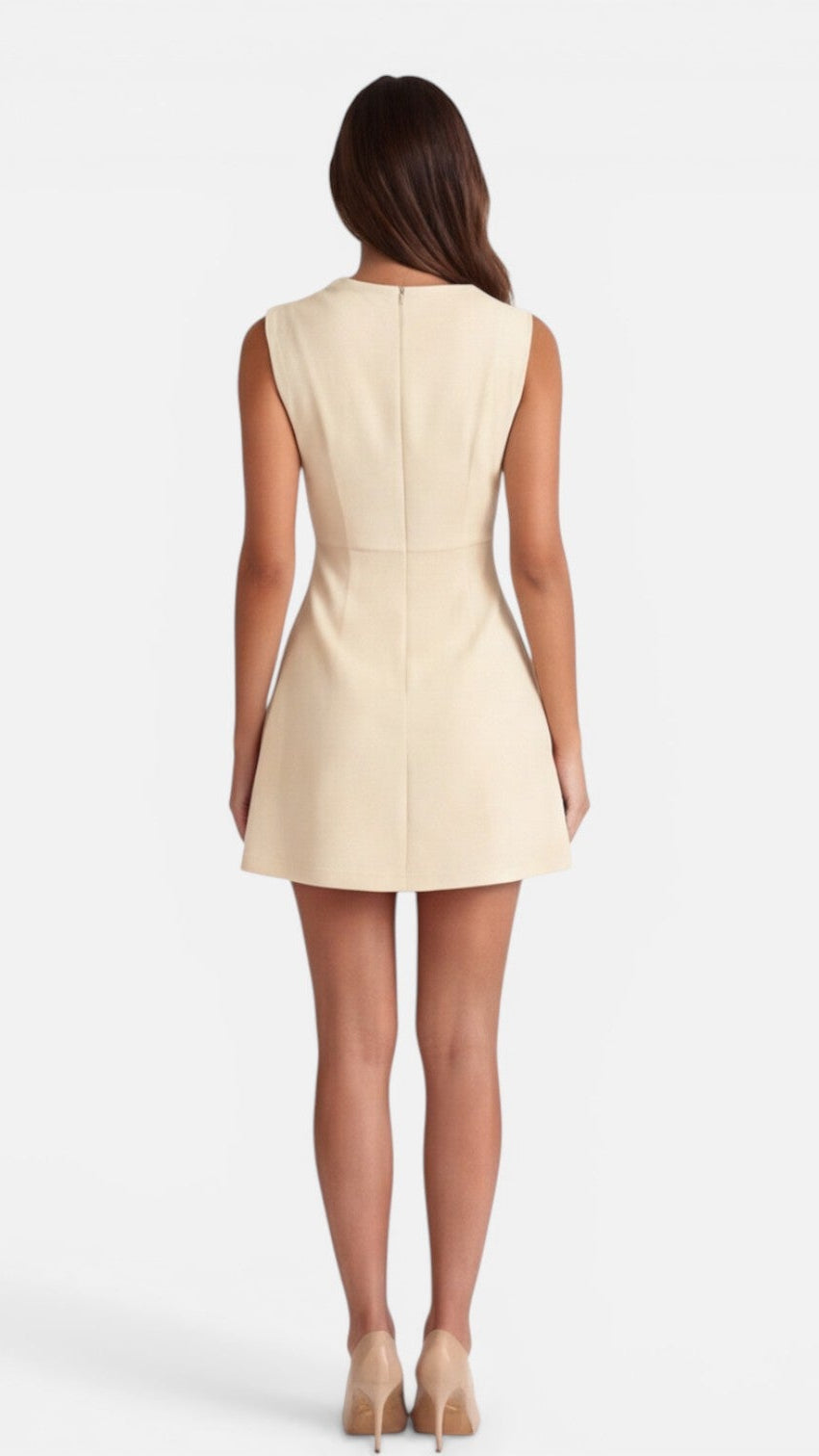 Women's Draped Mini Dress | Sleeveless Neck Cocktail Dress