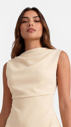Women's Draped Mini Dress | Sleeveless Neck Cocktail Dress