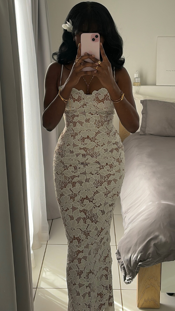 Women's Lace Maxi Dress | Adjustable Strap Wedding Guest Dress