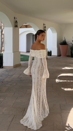 Women's Lace Maxi Dress | Off Shoulder Wedding Guest Party Dress