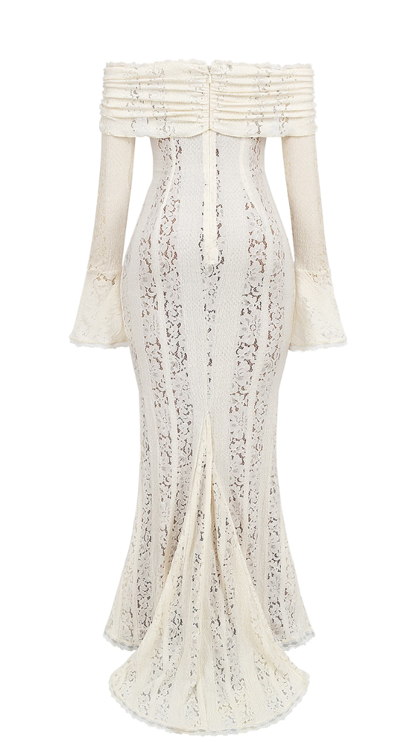 Women's Lace Maxi Dress | Off Shoulder Wedding Guest Party Dress