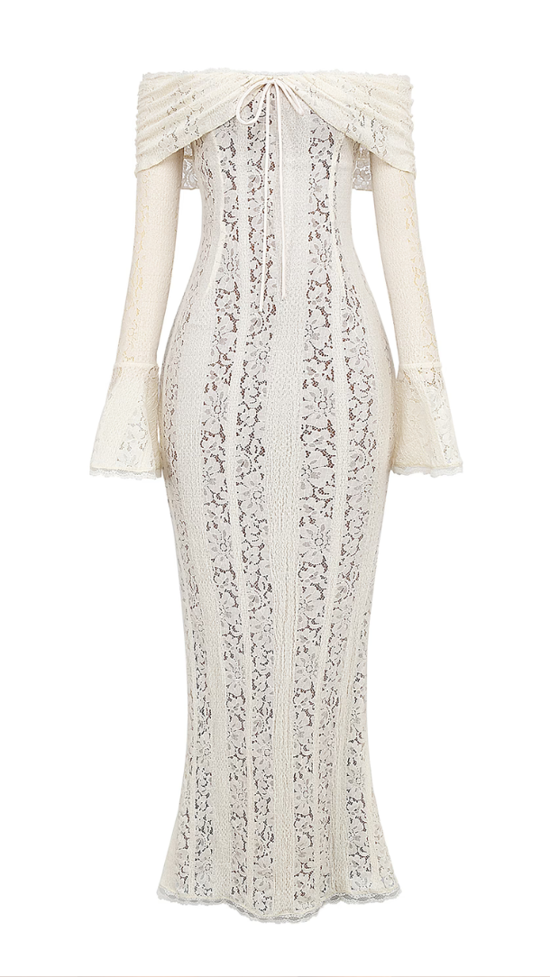 Women's Lace Maxi Dress | Off Shoulder Wedding Guest Party Dress