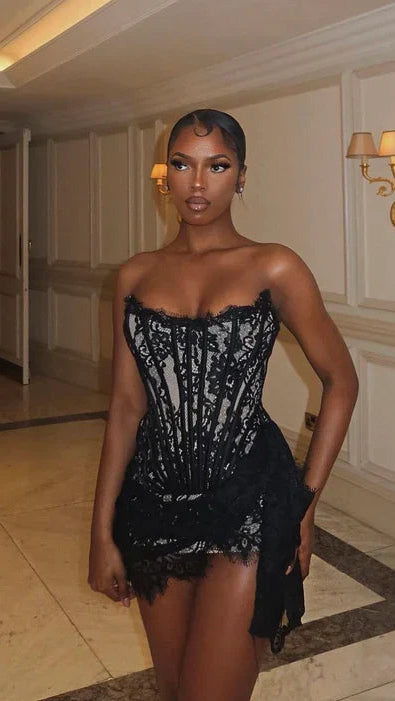 Women's Lace Mini Dress | Corset Back Cocktail Party Dress