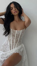 Women's Lace Mini Dress | Corset Back Cocktail Party Dress